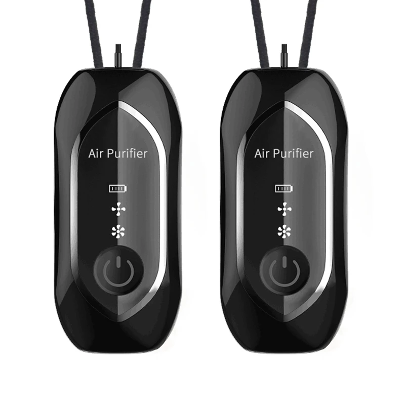 

2X Air Purifier Portable, Personal Necklace USB Rechargeable Air Cleaner, Mini Ionic Purifier Wearable Black