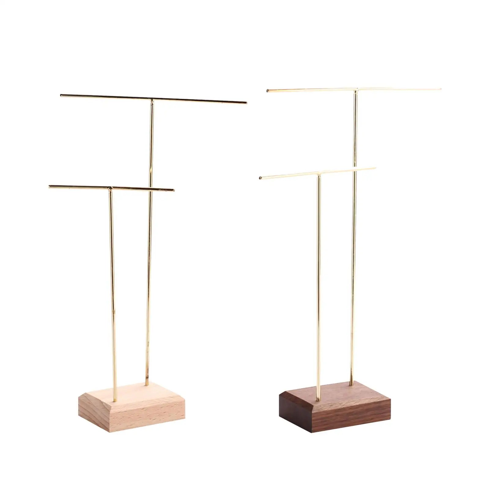 

Earrings Holder Hanging T Shaped with Wooden Base Jewelry Organizer Stand Watches Bracelet