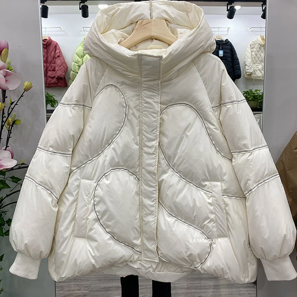 Jacket Feather 2023 Winter Fashion New Womens Jackets Simple Design Hooded Coats Warm Thicken Short Casual Down Parka