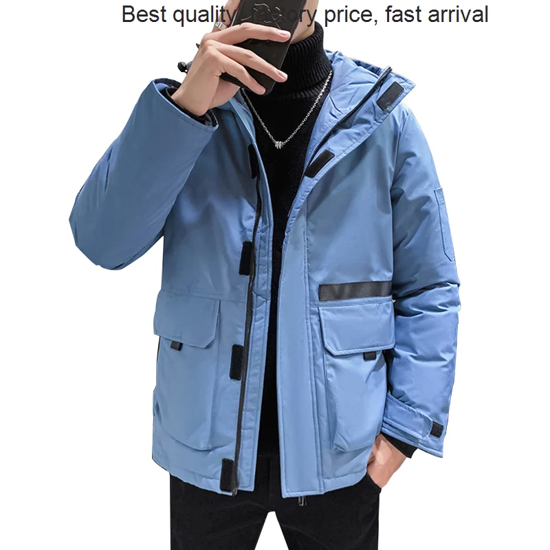 High quality luxury brand Hooded Winter 90% White Duck Down Jacket Men Quilted Thick Parkas Cargo Coat Puffer Male Waistcoat Poc