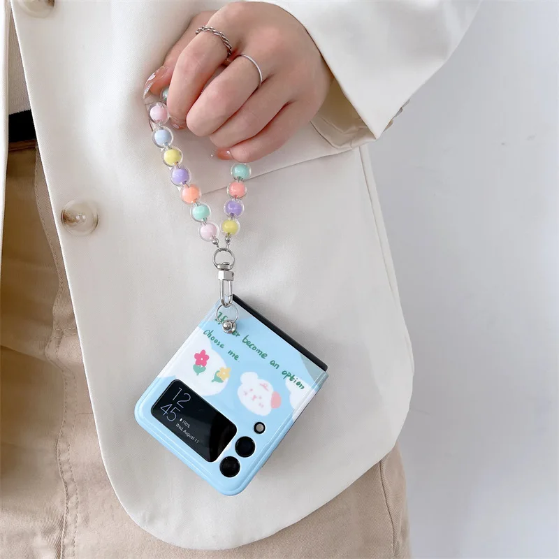 Cartoon Skateboarding Dog Phone Case for Samsung Galaxy Z Flip 4 3 Hard Cover for ZFlip3 Zflip4 Solid Shell Bracket