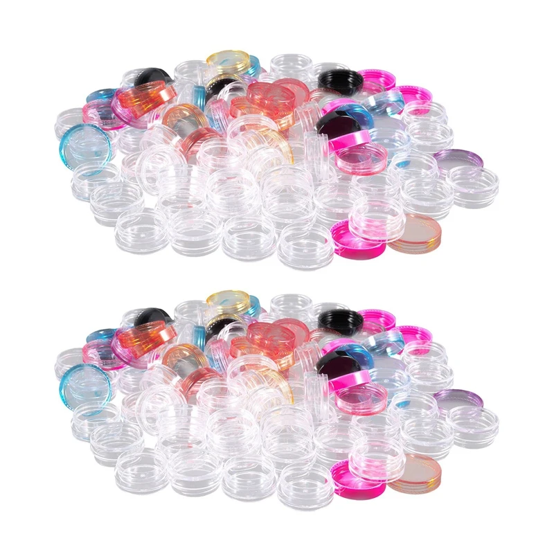 

100 Pieces Plastic Pot Jars Empty Cosmetic Container With Lid For Creams Sample Make-Up Storage, 5 G, 10 Colors