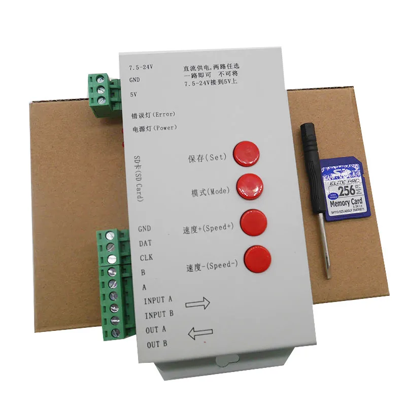SD-карта T1000S для WS2801 WS2811 WS2812B RGB полноцветный светодиодный пиксельный контроллер 5 ~