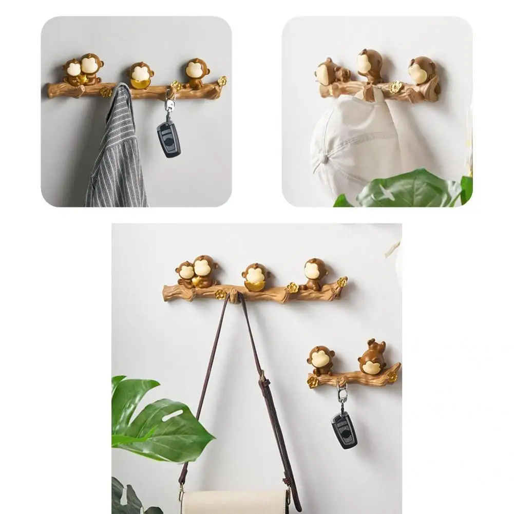 

Wide Application Brown Color Monkey Shape Punched Storage Hook for Entryway