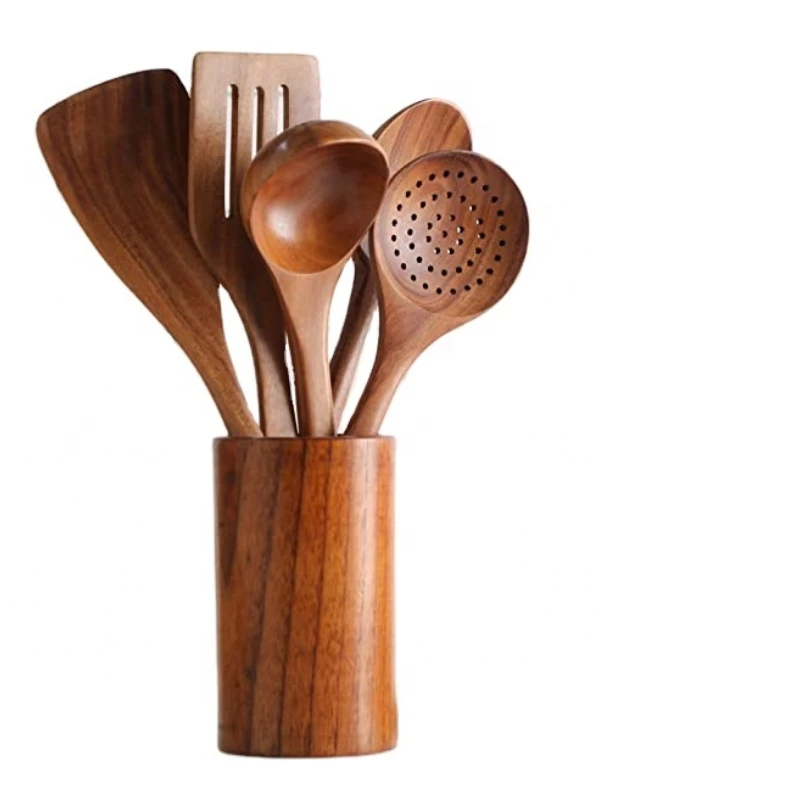 

Custom Logo Durable Eco-friendly and Safe Kitchen Cooking Spoons and Spatulas 5-Piece Wood Spatula Set Kitchen Tools