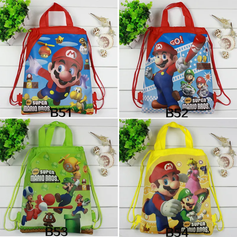 

Super Mario Bros Game Theme Non-woven Bag Luigi Fabric Backpack Child Travel School Bag Decoration Mochila Drawstring Gift Bag