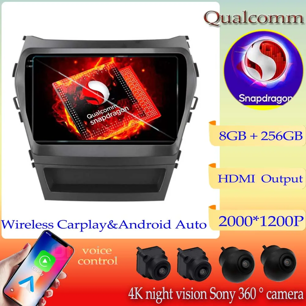 

Qualcomm Snapdragon Android 13 For Hyundai Santa Fe 3 1X45 2013-2017 Multimedia Player GPS Navigation Carplay Car Radio DVD BT