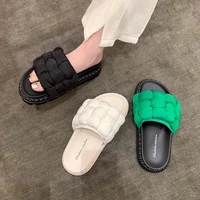 green slippers for women peep toe summer beach sandals cute bubble summer shoes thick platform ladies slides flip flops