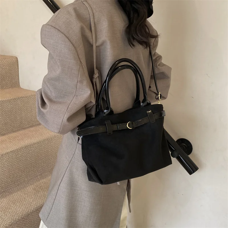 Пригородные сумки с верхней ручкой для женщин искусственная замша коричневая