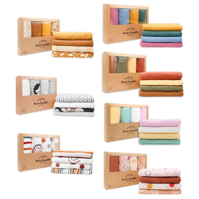 

Baby Swaddle Blankets for Boys/Girls Soft Muslin Swaddle Blankets Organic Cotton