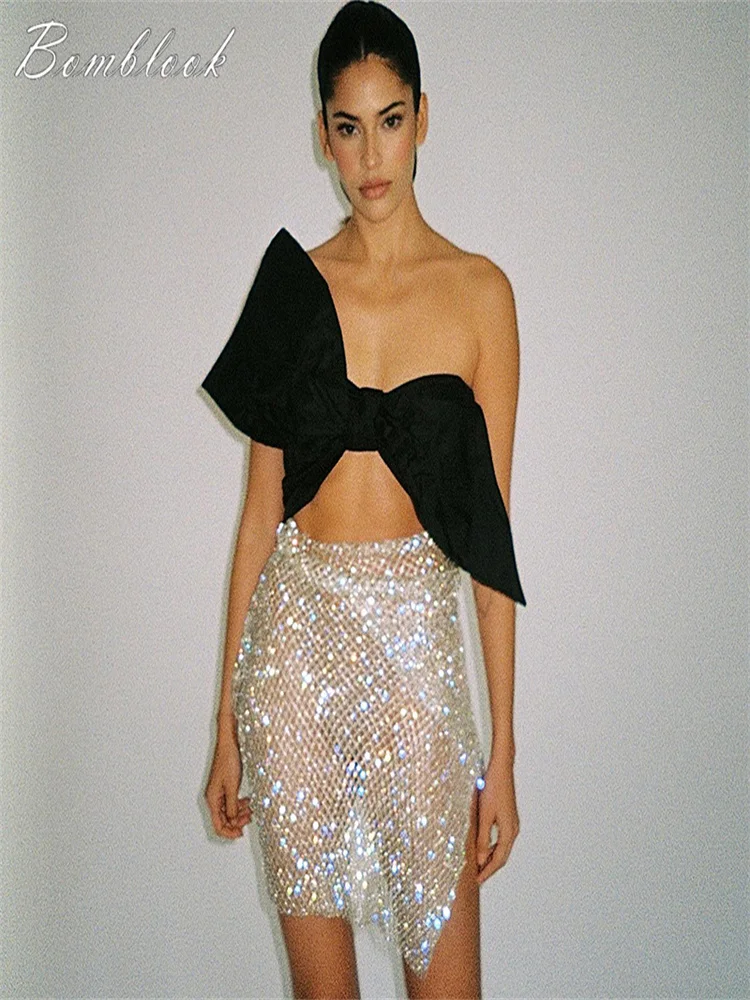 

Bomblook 2022 Design Sense Perspective Party Nightclub Sexy Skirt Female M22SK199