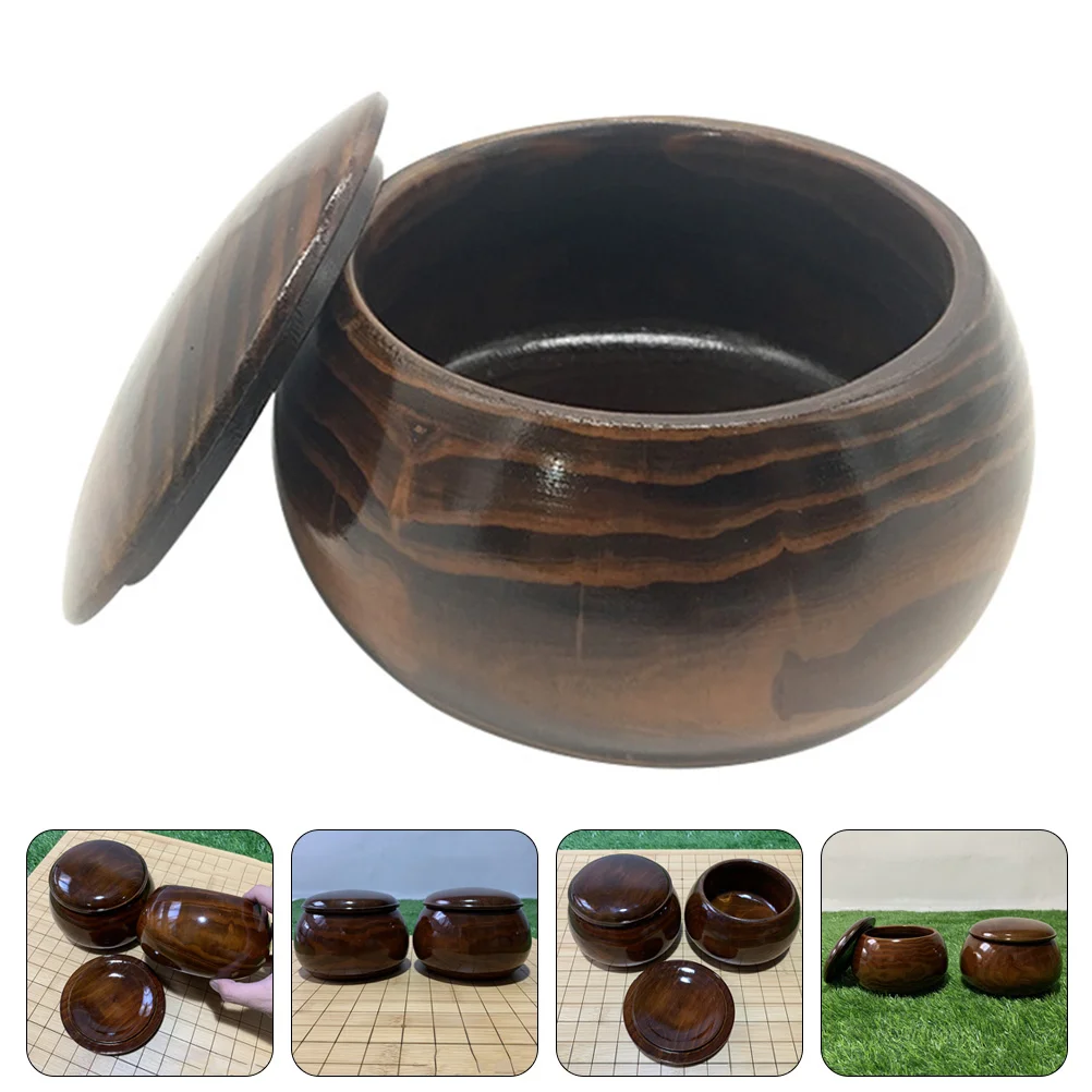 

Chess Jar Wooden Go Container Stones Holder Solid Bowl Professional Can Storage Carrom board