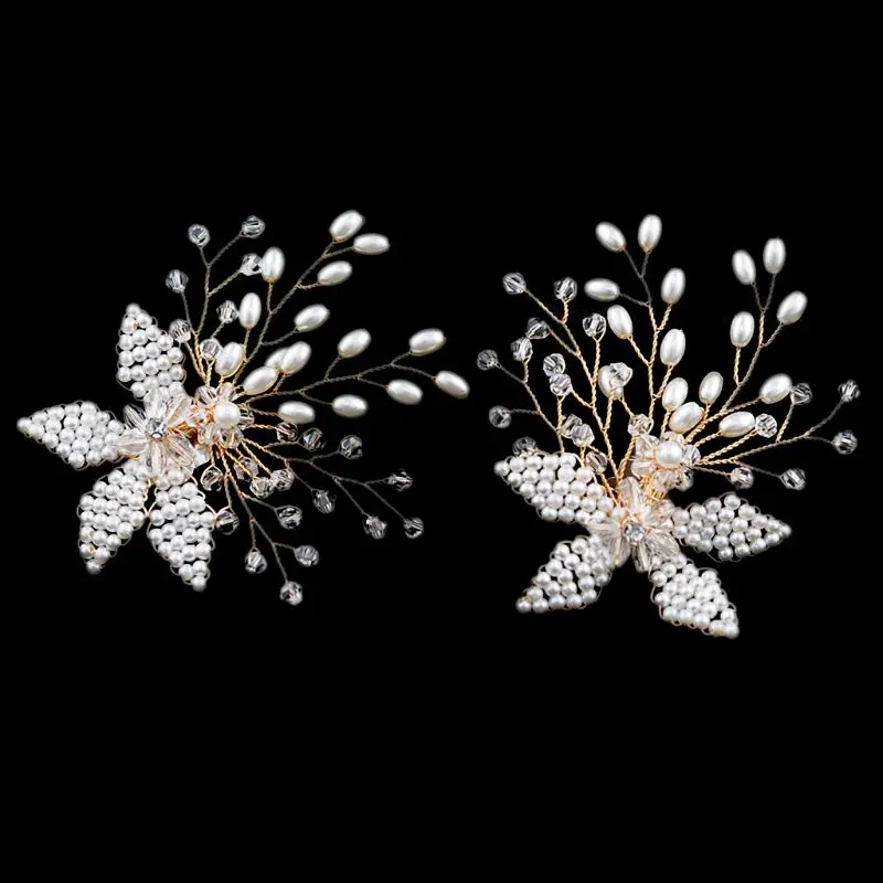 

Shoe Clip Handmade Pearl Luxury Wedding Shoes Bride High Heel Decoration Floral Decoration Charms Accessories T8NB