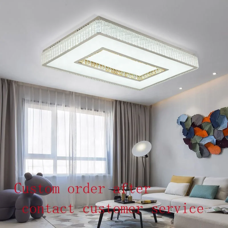 

Modern Crystal Stainless Steel Chandelier Led Ceiling Light Custom Living Room Home Bedroom Light