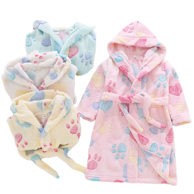 Купи Children Bath Robes Flannel Winter Kid Sleepwear Robe Infant Home Clothes Nightgown For Boys Girls Pajamas 1-7Years Baby Clothes за 1,124 рублей в магазине AliExpress