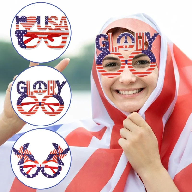 

2022 New Independence Day Spectacle Frame Plastic Non-woven Fabric Faceless Old Man for Independence-Day Party Decoration