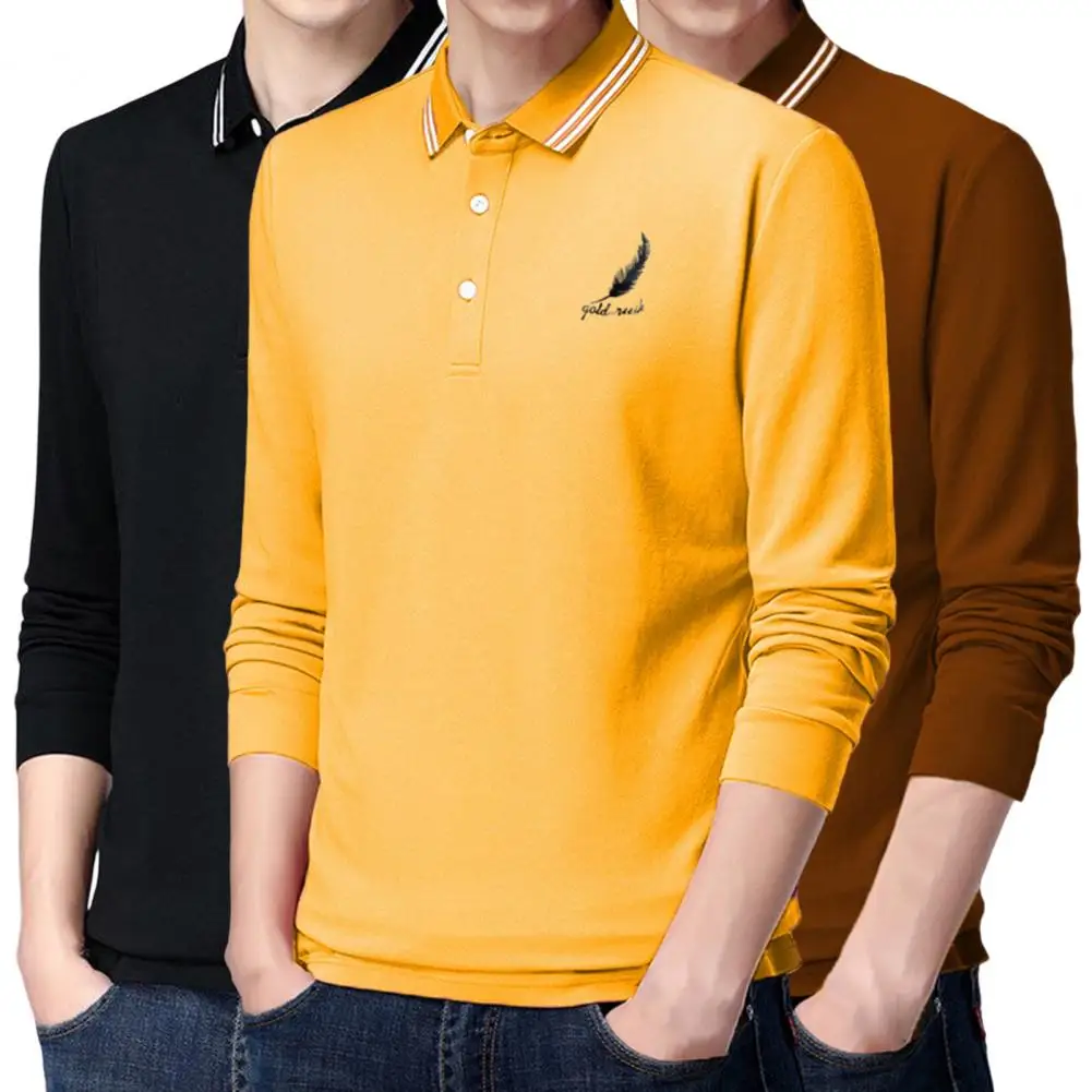 

Men Shirt Formal Pullover Breathable Long Sleeve Turn-down Collar Slim Fit Feather Printing Spring Shirt Autumn Male Clothes