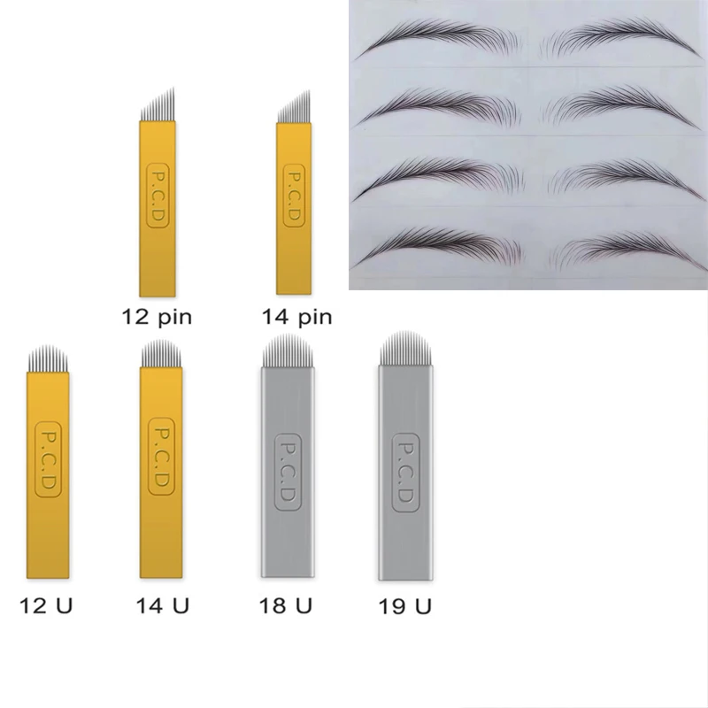 

100pcs Microblading Disposable Blade 12/14/16/18 Flex U Shape Needle for Permanent Makeup Lip Eyebrow Eyeliner Tattoo Accessorie