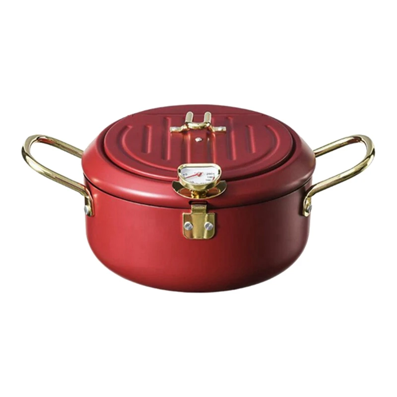 

Kitchen Deep Frying Pot with Lid and Thermometer Non Stick Tempura Deep Fryer Stainless Steel Tempura Fryer Pan