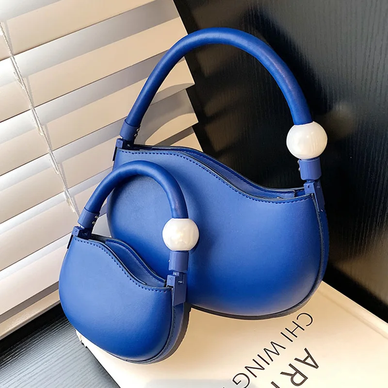 

2022 Designer Women Half Moon Axillary Bags PU Leather Blue Green Orange Crossbody Bags Ladies Shoulder Bags Evening Handbags
