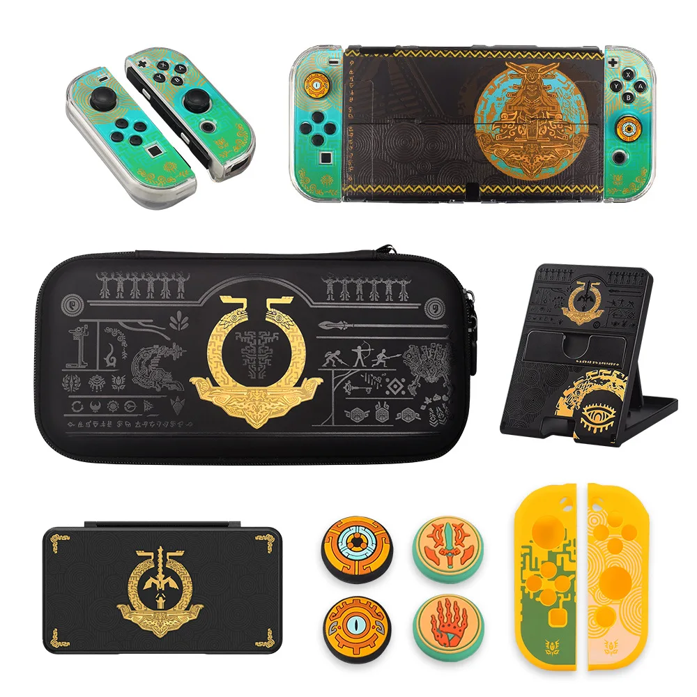 

Carrying Bag Case Dockable Protective Shell Cover Game Card Box Thumb Grip Caps for Nintendo Switch Oled (Tears of the Kingdom)