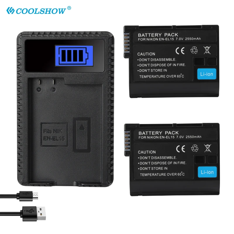 EN-EL15 Battery 2550mah for Nikon DSLR D600 D610 D7000 D7100 D7200 D800 D800E D810 D81 EN EL15 ENEL15 Batteries Charger |