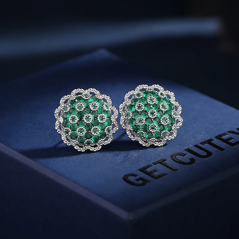 

Серебряные французские ретро-серьги S925 с иглами, эксклюзивные серьги, оптовая продажа, серьги с изображением родового зеленого цветка CZ для...