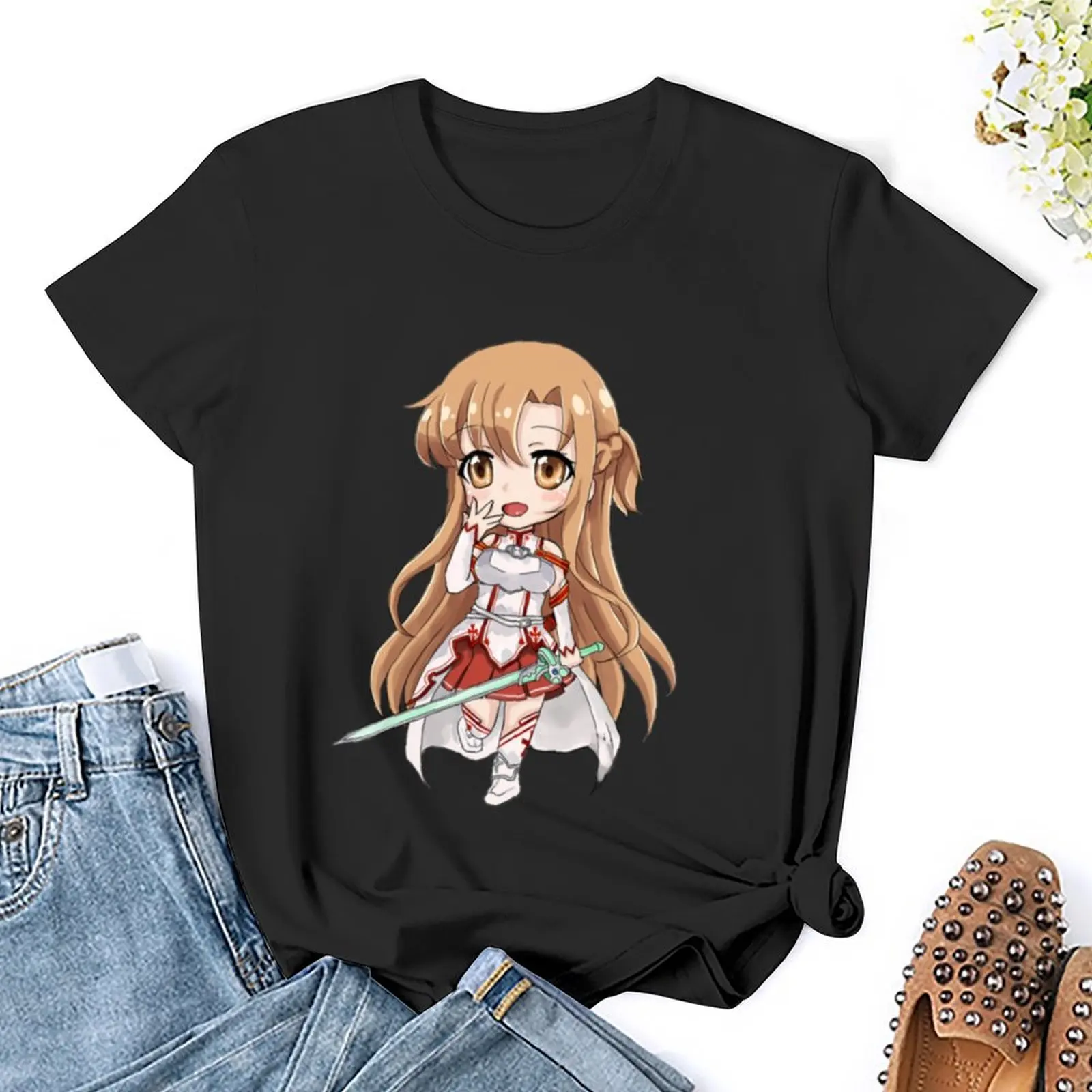 Асуна! -Футболка с изображением меча онлайн летние топы эстетическая одежда