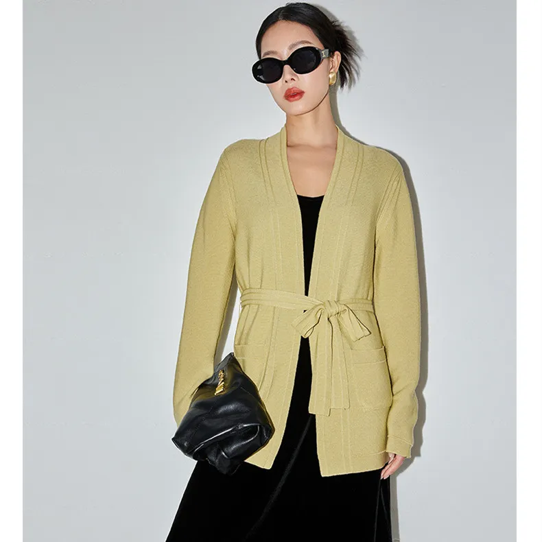 Naizaiga 2023 Весна средней длины желтый темно-синий новое поступление 75% шерсть 25% Шелк