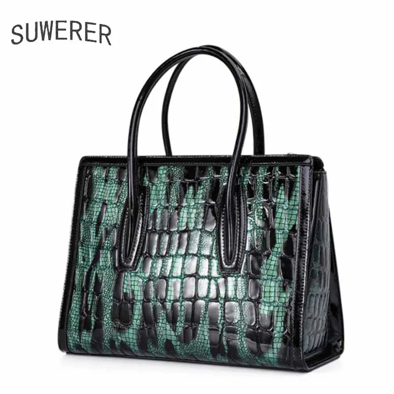 Women handags Large capacity Luxury Designer Brand high quality cowhide leather Crocodile pattern Fashion Genuine Leather Bags