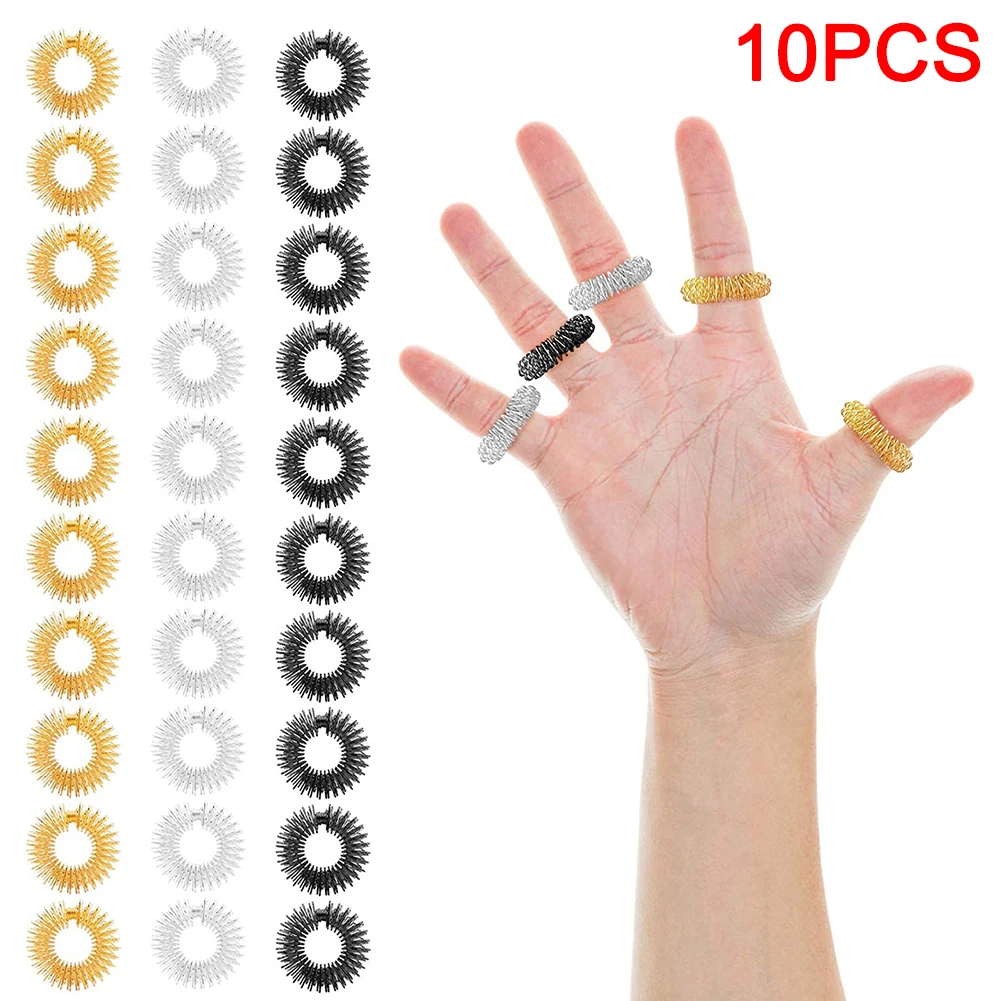 

10Pcs Finger Massage Ring Acupuncture Health Care Body Acupressure Massager Health Care Body Massager Relax Hand Massage Finger