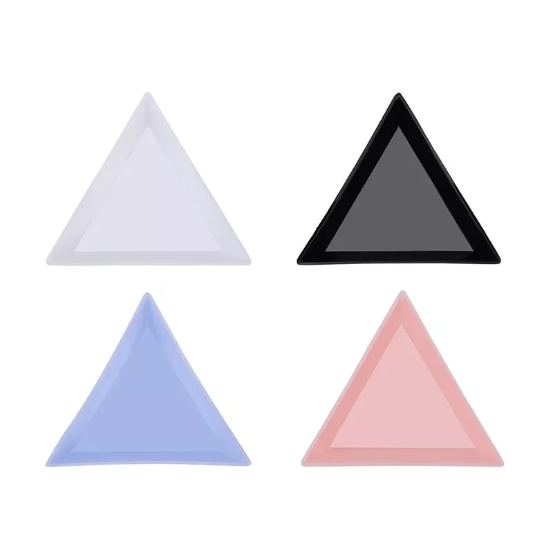 

Plastic Triangular Tray Nail Rhinestone Diamond White Stotrage Box Plate DIY Nail Art Manicure Accessories Tools