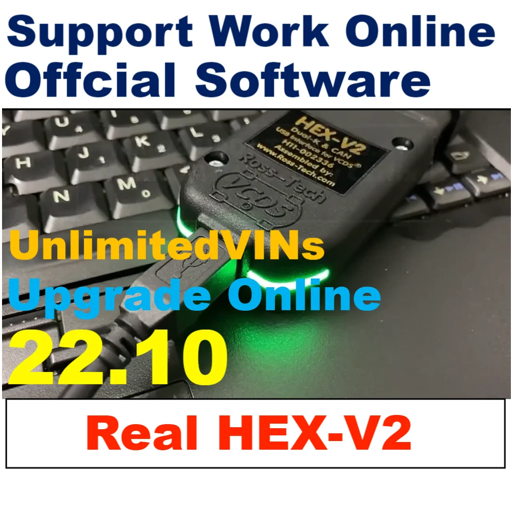 【2023 New】Real Hex V2 Update Online For Vagcom VAG COM HEX V2 USB Interface For VW AUDI Skoda Seat Supports CAN Unlimits