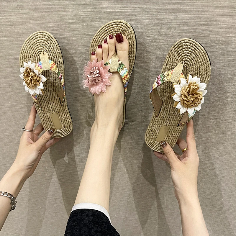 

Шлепанцы женские на плоской подошве, сланцы, пляжная обувь с цветами, Модные низкие, дизайнерские, 2022