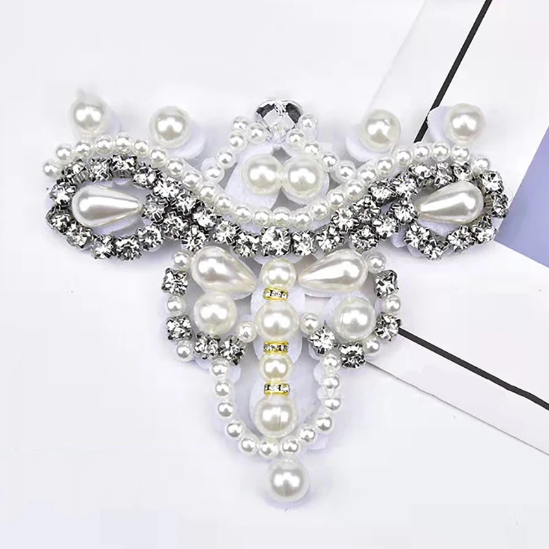 

Белый жемчуг стразы аппликация золотые кружева вокруг глажки нашивки украшения одежды обуви аксессуары