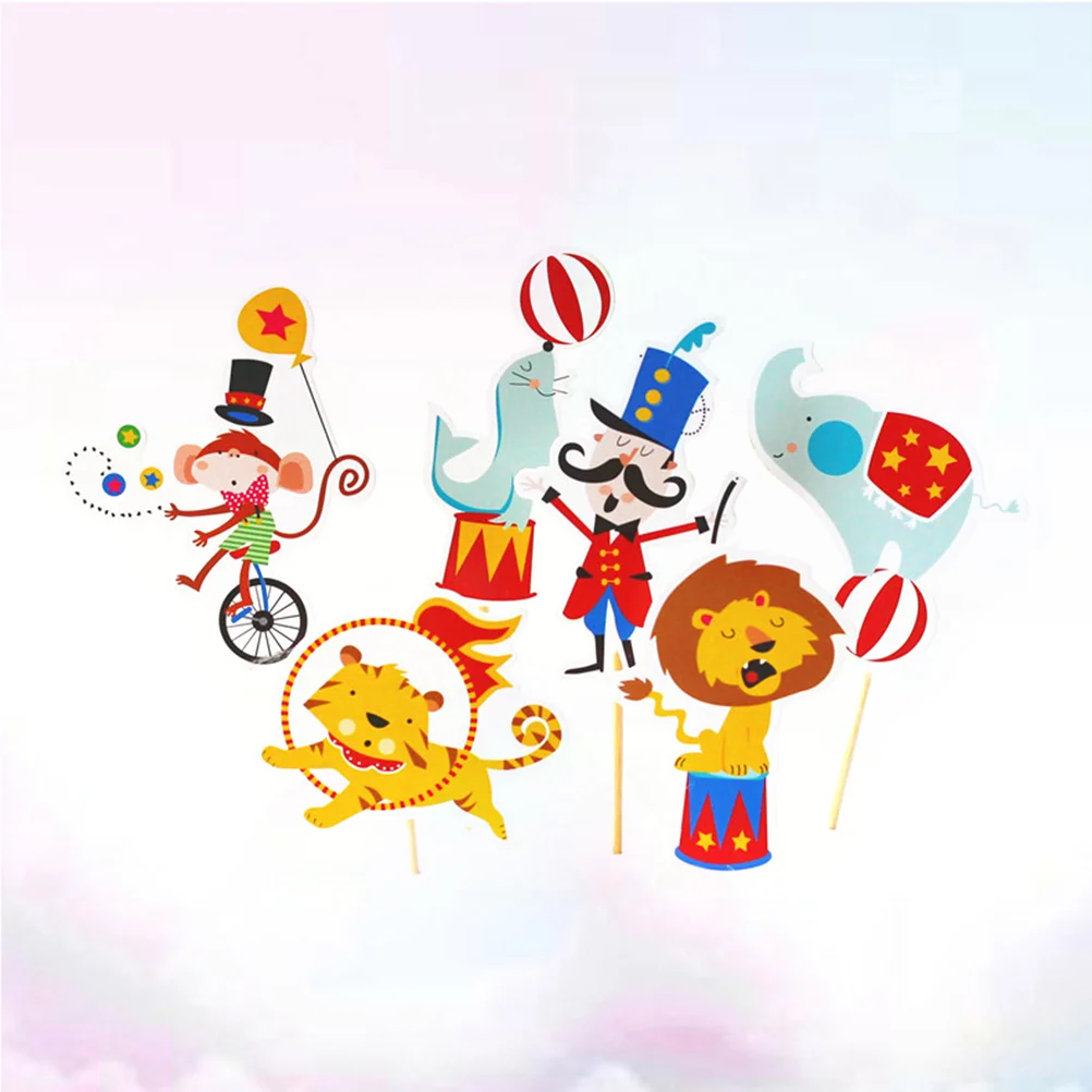 

Cake Circus Topper Decorations Carnival Party Birthday Theme Picks Cupcake Themed Supplies Dessert Stick Insert