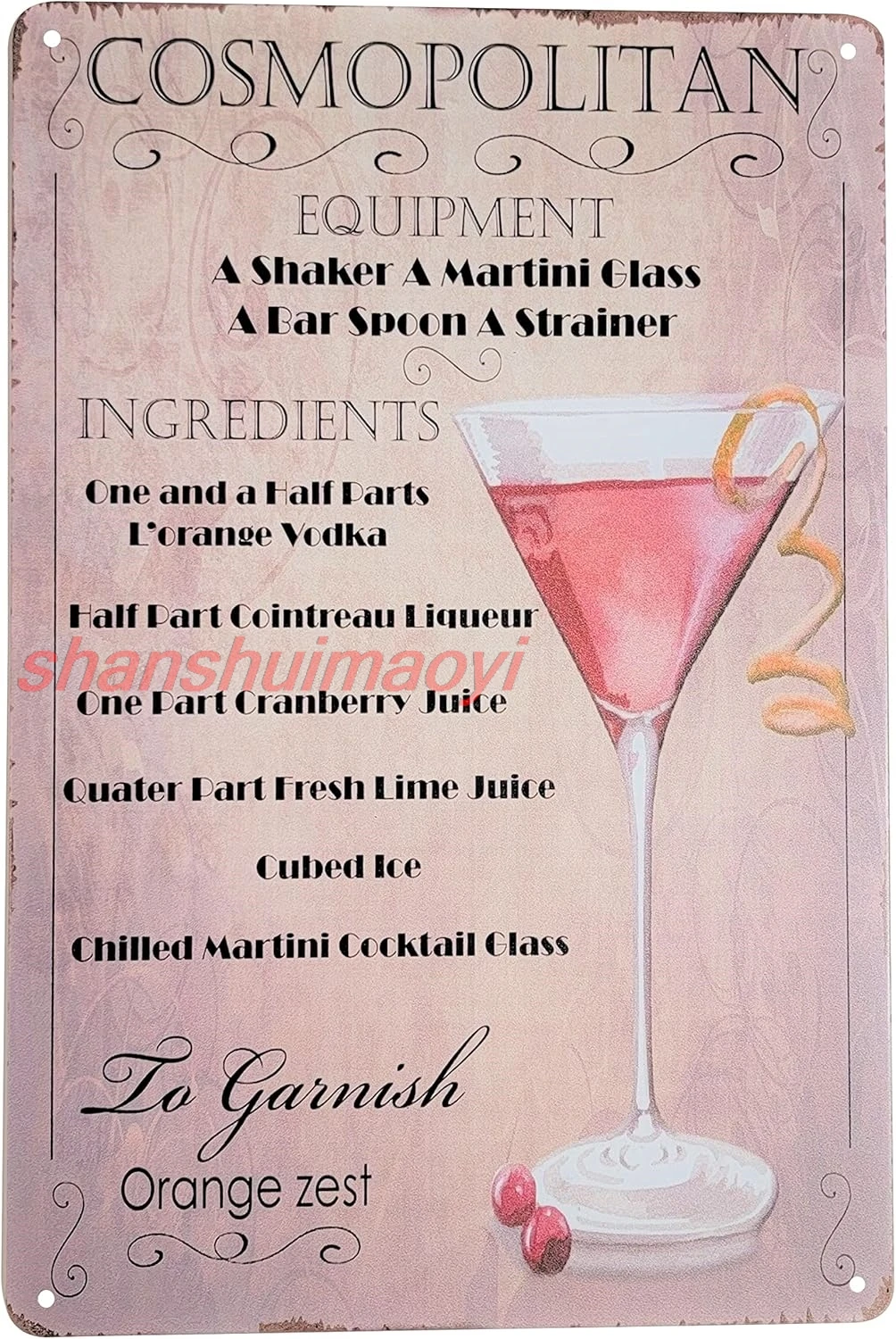 MAI 8 &quotx 12&quot популярные рецепты коктейлей и напитков на металлической жестяной