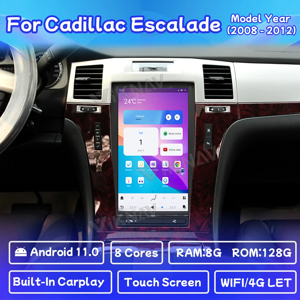 

Автомобильная магнитола для Cadillac Escalade 13,6-2008, мультимедийный плеер, GPS, Carplay, 4G, Wi-Fi, стереоприемник, 2012 дюйма, Android11