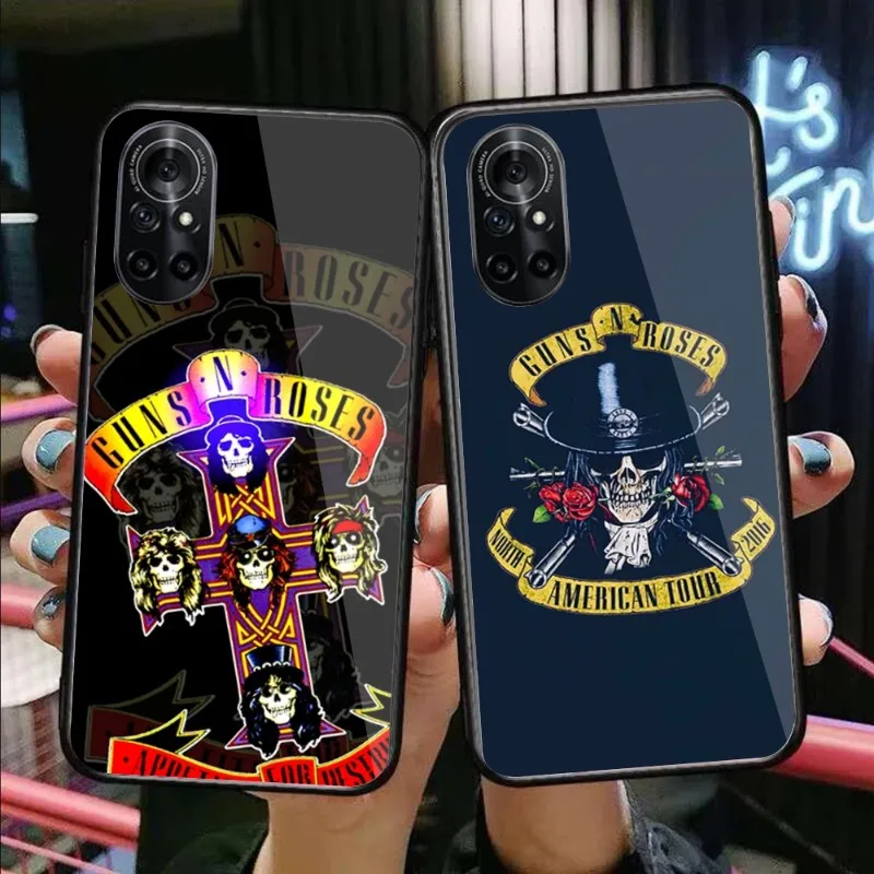 

Чехол Guns Rose для телефона Huawei P50 P40 P30 P20 Pro Mate 40 30 20 Pro Nova 9 8 7 PC, стеклянный чехол для телефона