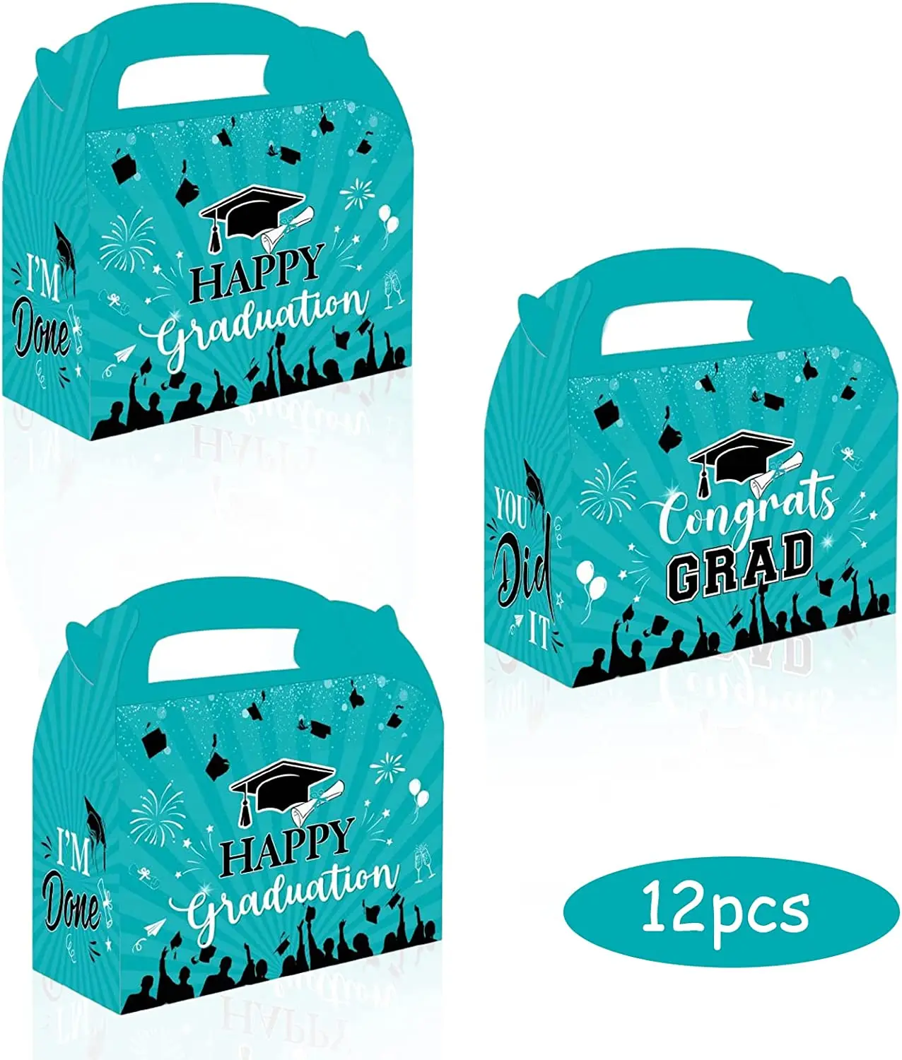 

College Graduation Gift Boxes 12pcs Congrats Grad Party Favor Treat Boxes Foldable Cardboard Decoration Box for Graduation Party