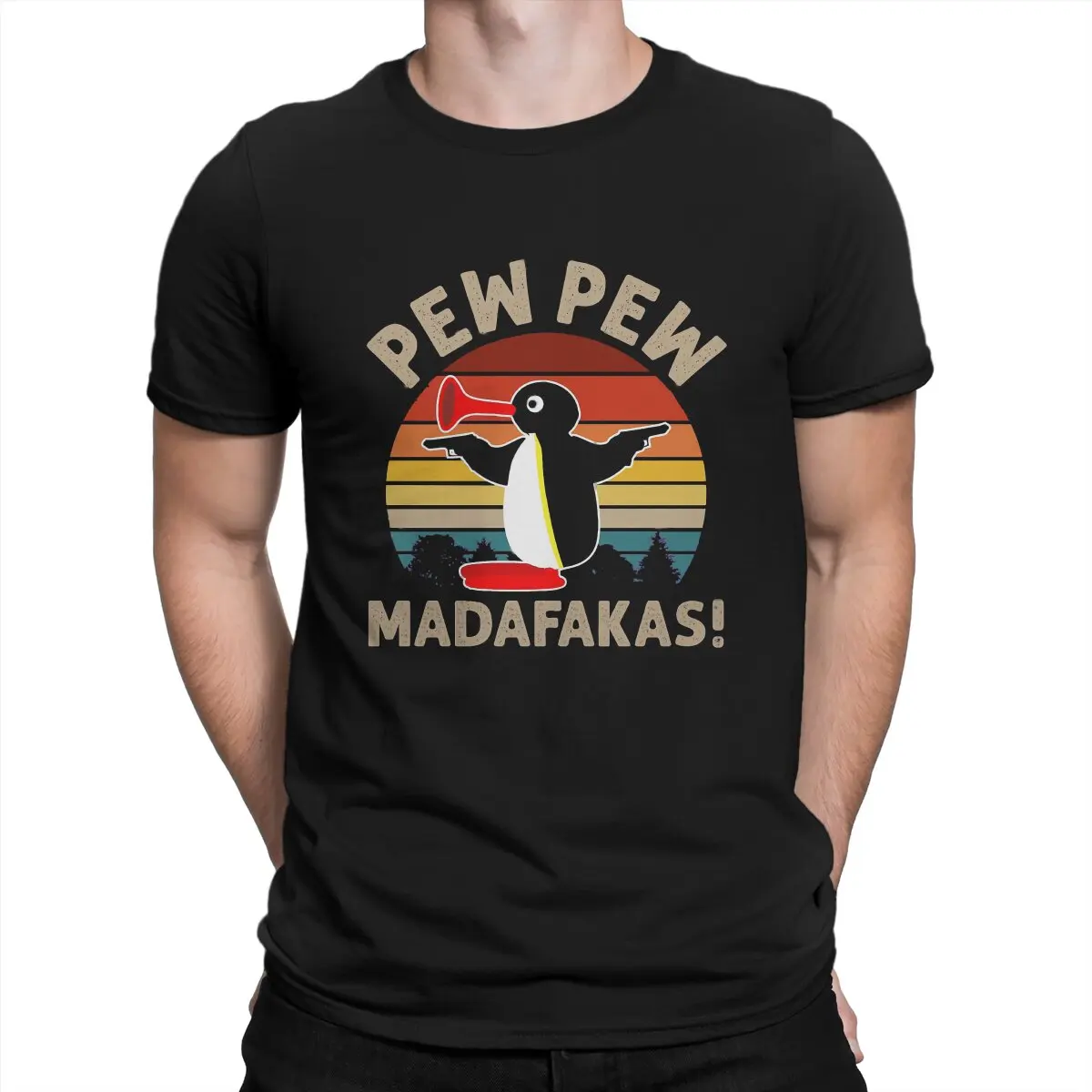 

Pew Madafakas Men TShirt Pingu Pinga Penguin TV Crewneck Short Sleeve Fabric T Shirt Funny Top Quality Gift Idea