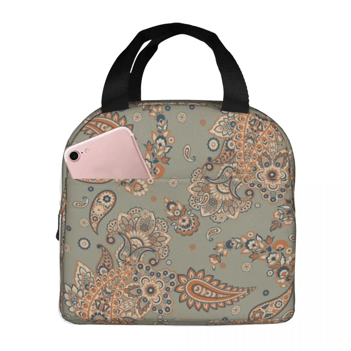 Lunch Bag for Women Kids Paisley Insulated Cooler Bag Portable Picnic Oxford Lunch Box Handbags