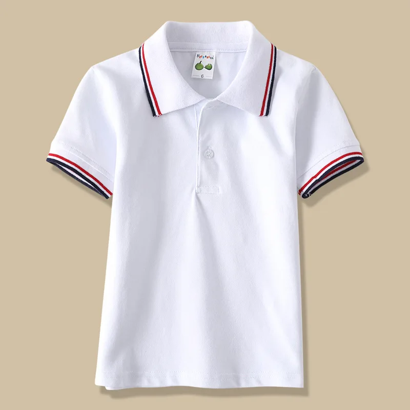 Новые детские спортивные футболки на пуговицах хлопковая Детская летняя одежда