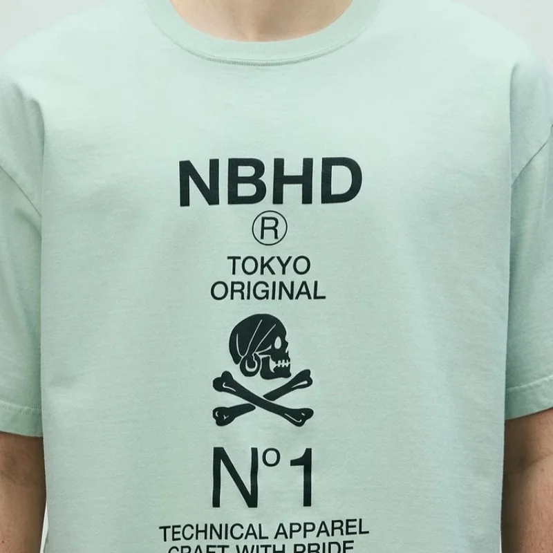 Мужская повседневная футболка в стиле NBHD с принтом черепа, короткий рукав, круглый вырез, уличный стиль (art.: 3920d960fa641) - 3920d960fa641