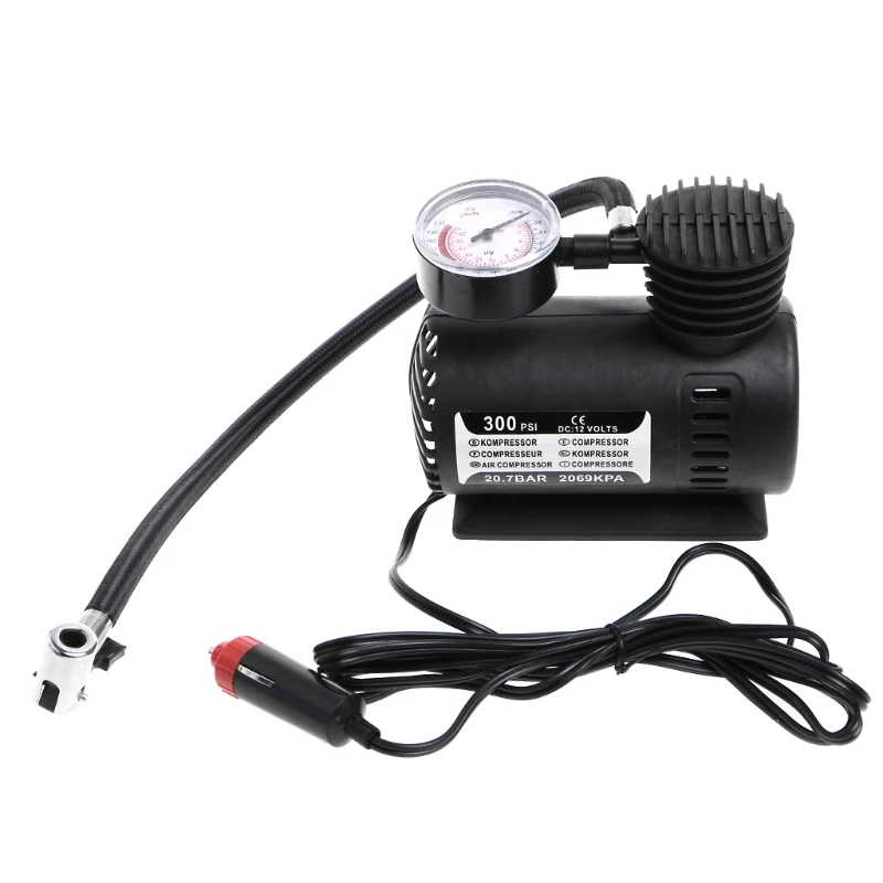 300 PSI 12V автомобильный портативный мини-воздушный компрессор, электрический насос для накачки шин с манометром
300 PSI 12V автомобильный портативный мини-воздушный компрессор, электрический насос для накачки шин с манометром