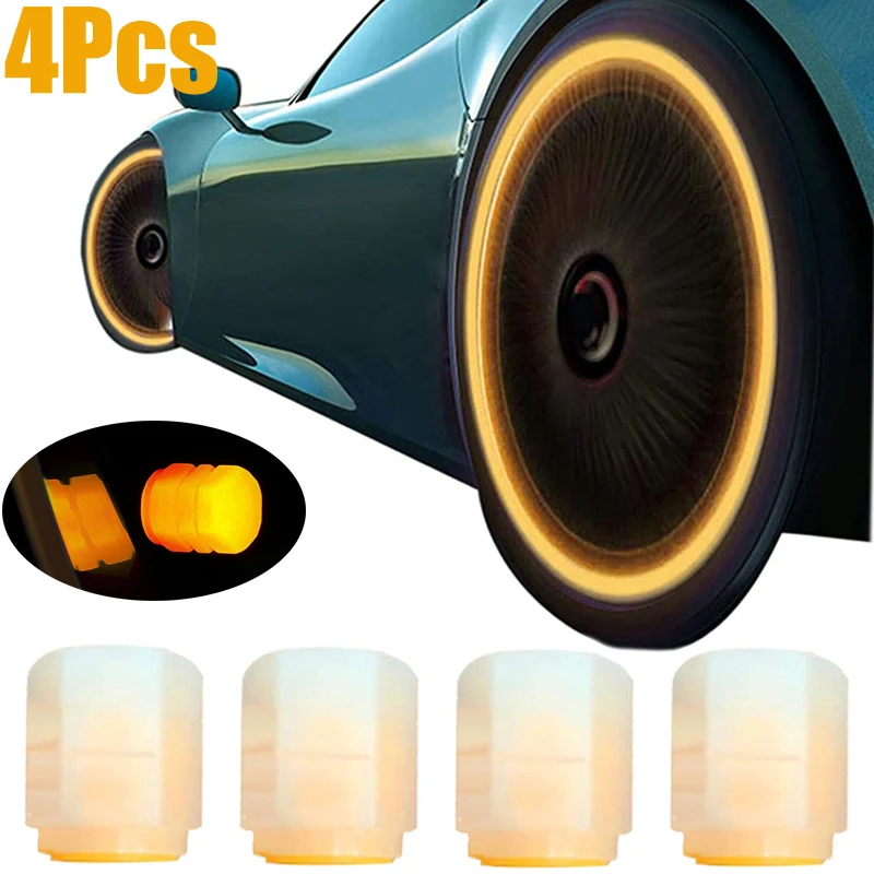 

Universal Fluorescent Orange Yellow Tire Valve Stem Covers Car Tire Valve Cap Dustproof for Auto Motorcycle Glow In The Dark