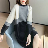 knitted dress womens autumn winter 2021 new sweater womens winter mid length winter dress black dress