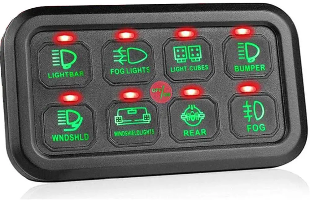 

8 Gang Switch Panel Electronic Relay System with Circuit Control Box Waterproof Fuse Relay Box Wiring Harness Label Stickers