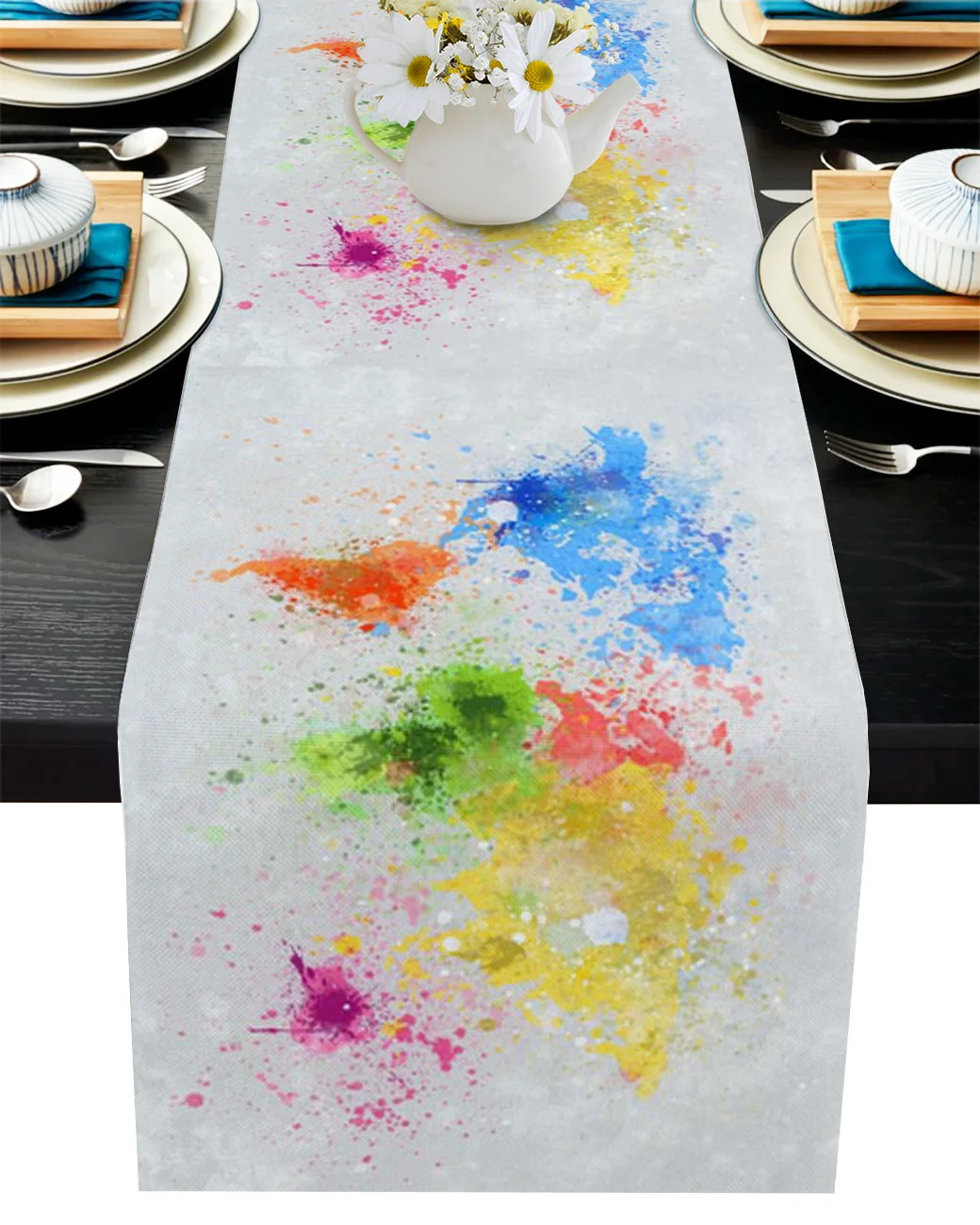 

Map Splash Ink Watercolor Art Splatter Table Runner Decoration Home Decor Dinner Table Decoration Table Decor