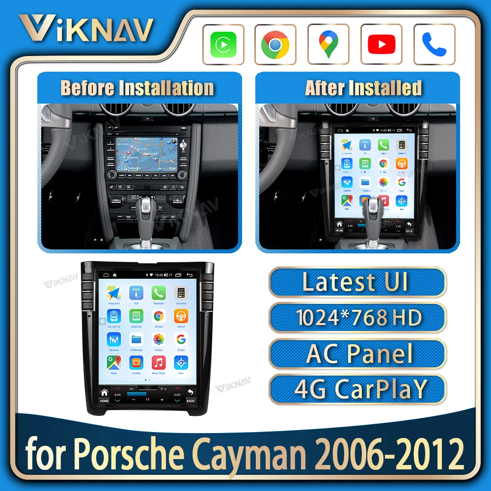 

12,3 дюймов 8 + 128 Гб для Porsche Cayman 2006-2012 GPS навигация Авто Стерео Android автомобильный видео плеер HD ЖК сенсорный экран